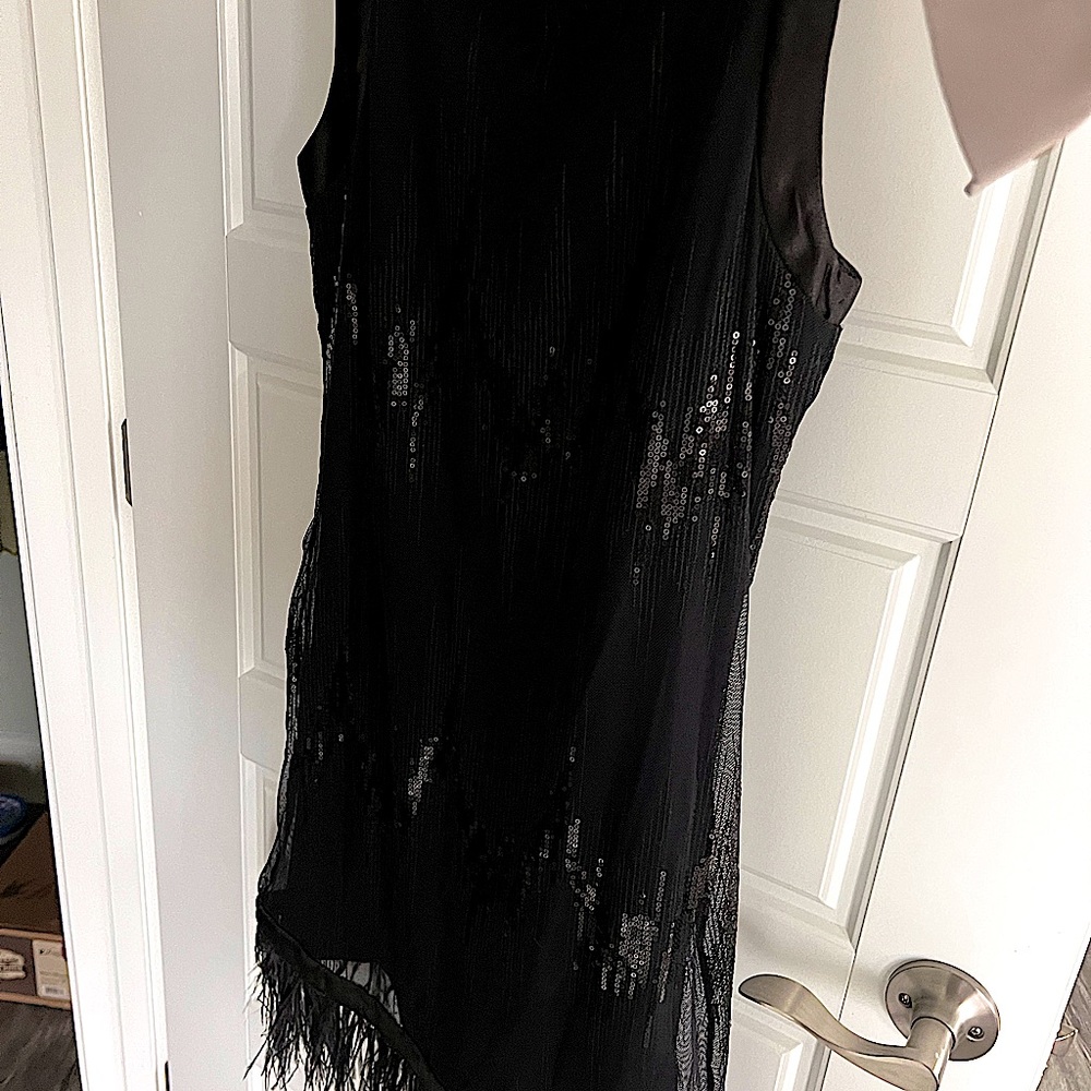 Sequin Ostrich Feather Hem Dress - Vertigo Paris - XS